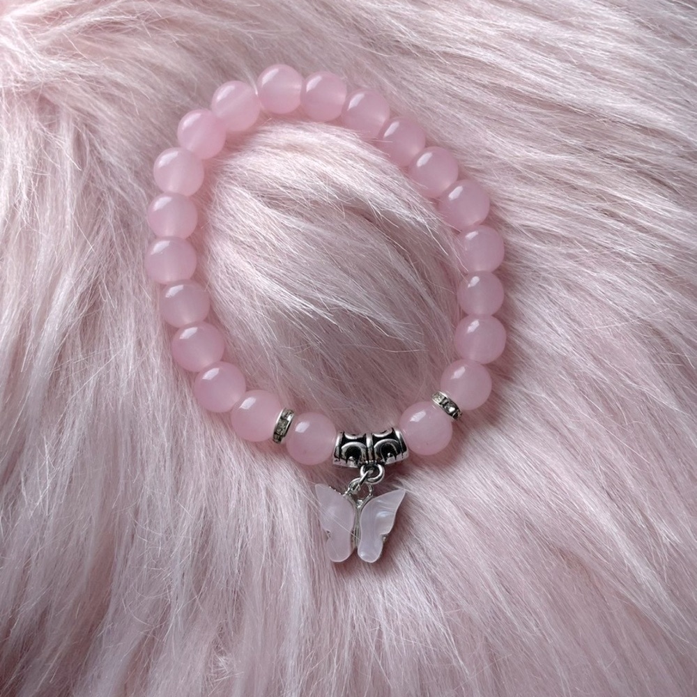 💕🦋 Pink Butterfly Beaded Bracelet 💕🦋